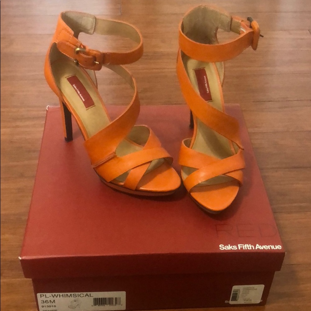 RED SAKS FIFTH AVE HEELS Size 6